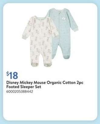 Disney Mickey Mouse Organic Cotton 2pc Footed Sleeper Set