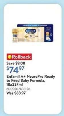 Enfamil A+ NeuroPro Ready to Feed Baby Formula, 18x237ml