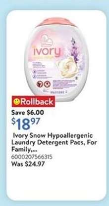 Ivory Snow Hypoallergenic Laundry Detergent Pacs, For Family