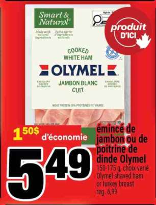 Émincé de jambon ou de poitrine de dinde Olymel