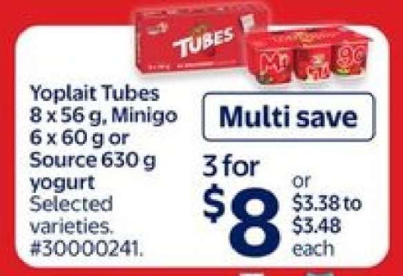 Yoplait Tubes, Minigo, or Source Yogurt
