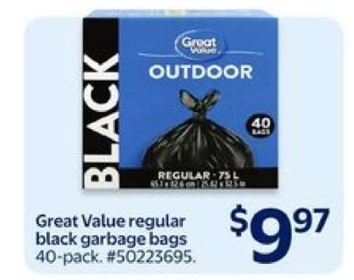 Great Value Regular Black Garbage Bags