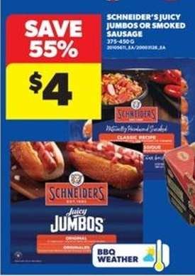 Schneider's Juicy Jumbos or Smoked Sausage