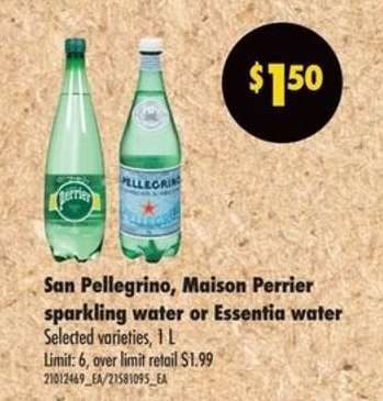 San Pellegrino, Maison Perrier sparkling water or Essentia water