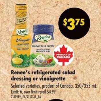 RENÉE’S REFRIGERATED SALAD DRESSING OR VINAIGRETTE
