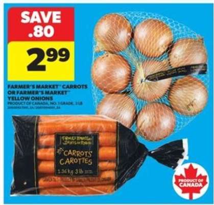 FARMER'S MARKET CARROTS or YELLOW ONIONS