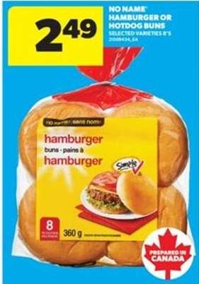 No Name Hamburger or Hotdog Buns