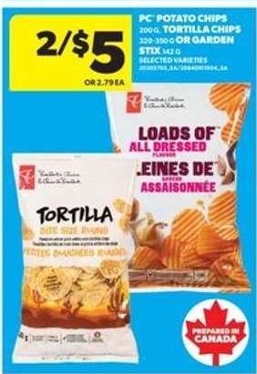 PC Potato Chips or Tortilla Chips or Garden Stix