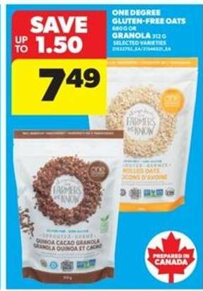 One Degree Gluten-Free Oats or Granola