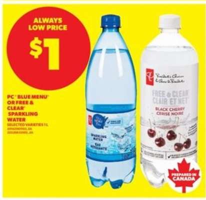 PC Blue Menu or Free & Clear Sparkling Water