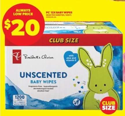 PC 12X Baby Wipes