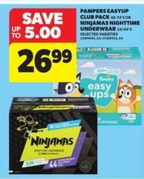 Pampers EasyUp Club Pack or Ninjamas Nighttime Underwear