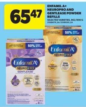 Enfamil A+ NeuroPro and Gentlease Powder Refills