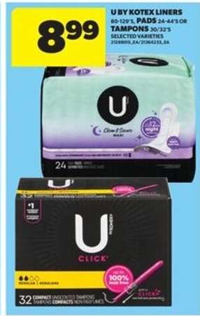 U by Kotex Liners, Pads, or Tampons