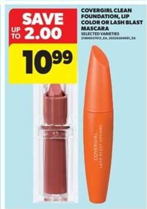 Covergirl Clean Foundation, Lip Color or Lash Blast Mascara