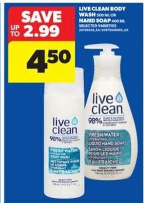 Live Clean Body Wash or Hand Soap