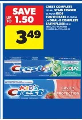 Crest Complete or Kids Toothpaste