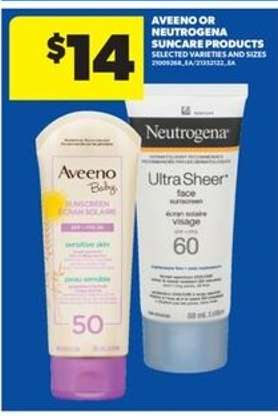 Aveeno or Neutrogena Suncare Products