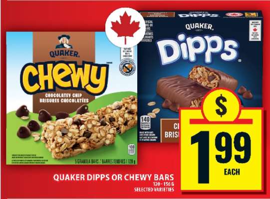 QUAKER DIPPS OR CHEWY BARS