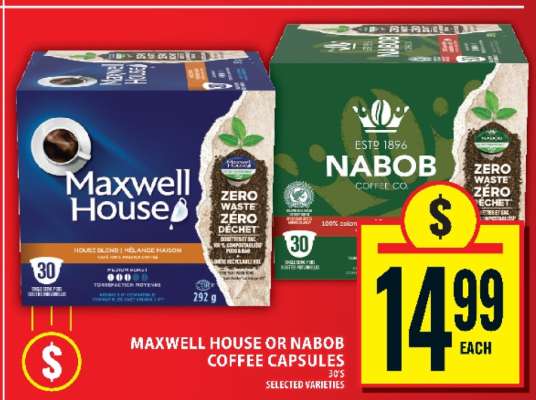 Maxwell House or Nabob Coffee Capsules