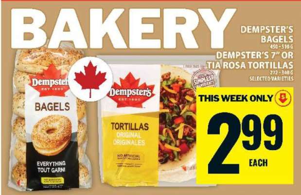 Dempster's Bagels or Tortillas