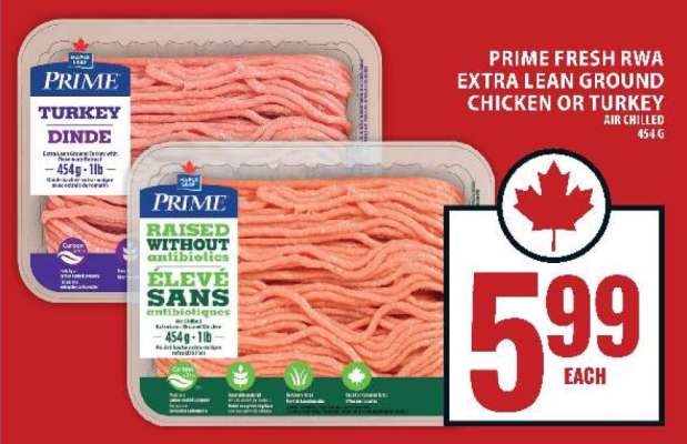 Prime Fresh RWA Extra Lean Ground Chicken or Turkey
