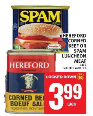 Hereford corned beef or SPAM luncheon meat