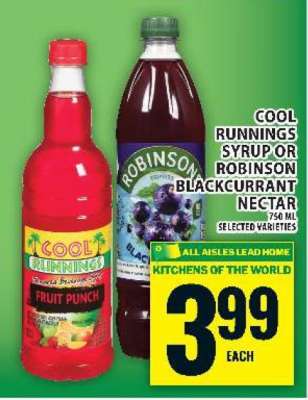 Cool Runnings Syrup or Robinson Blackcurrant Nectar