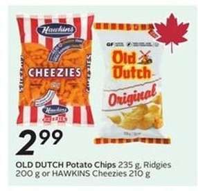 OLD DUTCH Potato Chips or HAWKINS Cheezies
