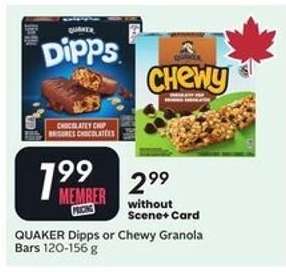 QUAKER DIPPS or CHEWY GRANOLA BARS