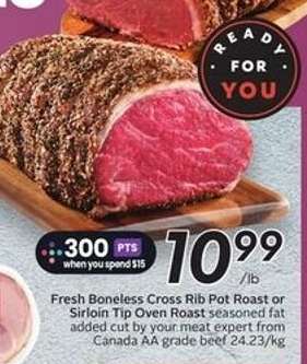 Fresh Boneless Cross Rib Pot Roast or Sirloin Tip Oven Roast