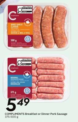 COMPLIMENTS Breakfast or Dinner Pork Sausage
