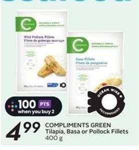 COMPLIMENTS GREEN Tilapia, Basa or Pollock Fillets
