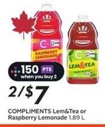 COMPLIMENTS Lem&Tea or Raspberry Lemonade 1.89 L