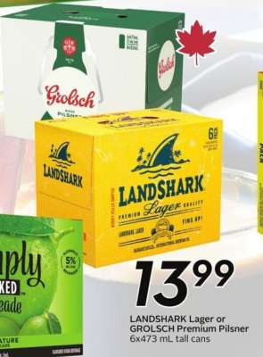 LANDSHARK Lager or GROLSCH Premium Pilsner