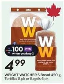 WEIGHT WATCHER'S Bread, Tortillas, or Bagels