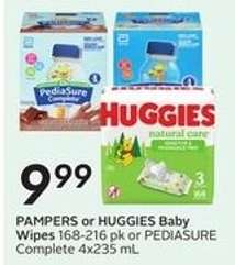 PAMPERS or HUGGIES Baby Wipes or PEDIASURE Complete
