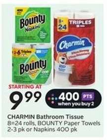 CHARMIN Bathroom Tissue or BOUNTY Paper Towels/Napkins