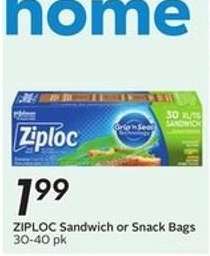ZIPLOC Sandwich or Snack Bags