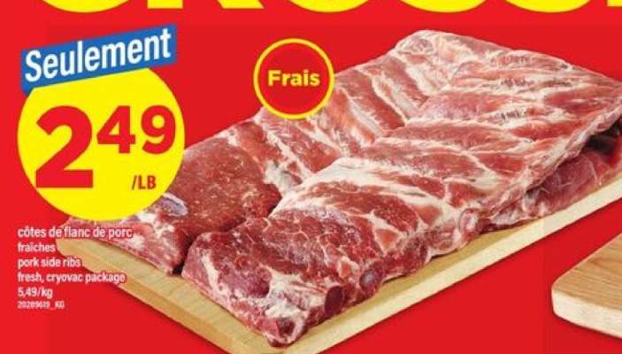 côtes de flanc de porc fraîches