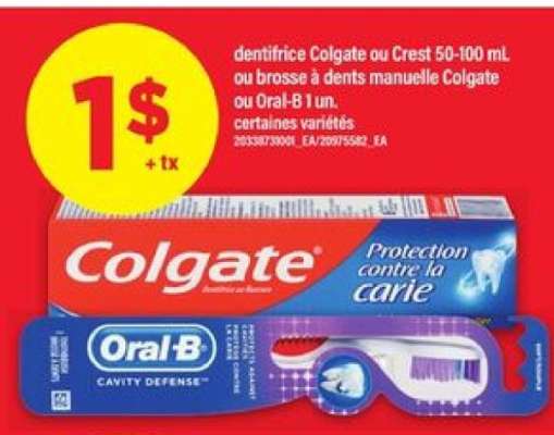 Colgate ou Crest dentifrice ou brosse à dents