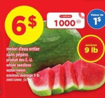 MELON D'EAU ENTIER SANS PÉPINS