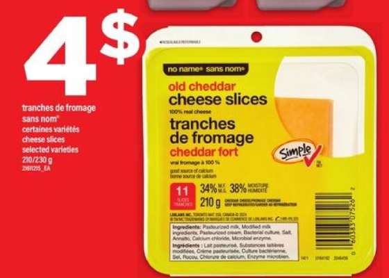 no name® sans nom® old cheddar cheese slices