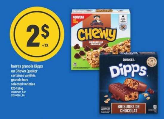 barres granola Dipps ou Chewy Quaker