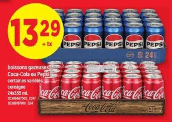 BOISSONS GAZEUSES COCA-COLA OU PEPSI