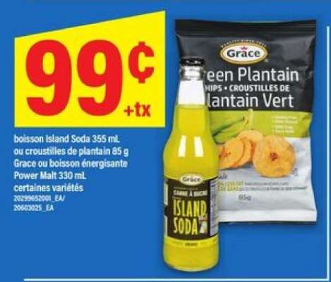 Grace Island Soda / Green Plantain Chips / Power Malt