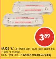 GRADE "A" LARGE WHITE EGGS