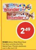 WONDER WHITE or WHOLE WHEAT BREAD
