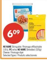 NO NAME Stringable / Fromage effilochable (16's), PC or/ou NO NAME Shredded (320g)