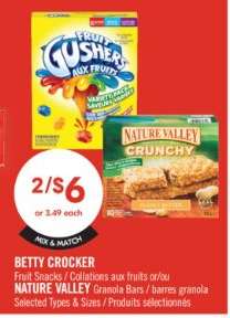BETTY CROCKER Fruit Snacks / NATURE VALLEY Granola Bars